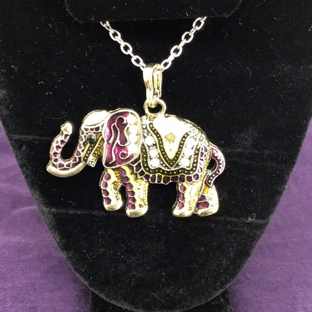 Art Deco Elephant Pendant on Chain